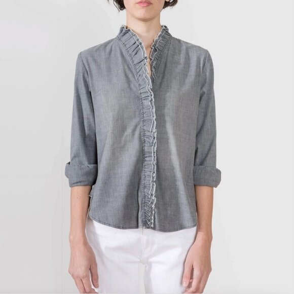 Isabel Marant Etoile "Lawendy" Chambray Shirt in Grey, size 38 (fits 2/4) - Picture 9 of 13
